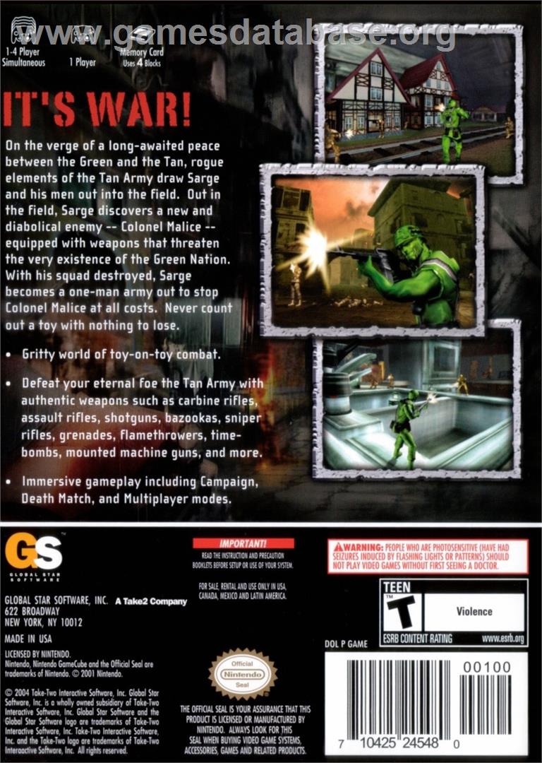 Army Men - Sarge's War - Nintendo GameCube - Artwork - Box Back
