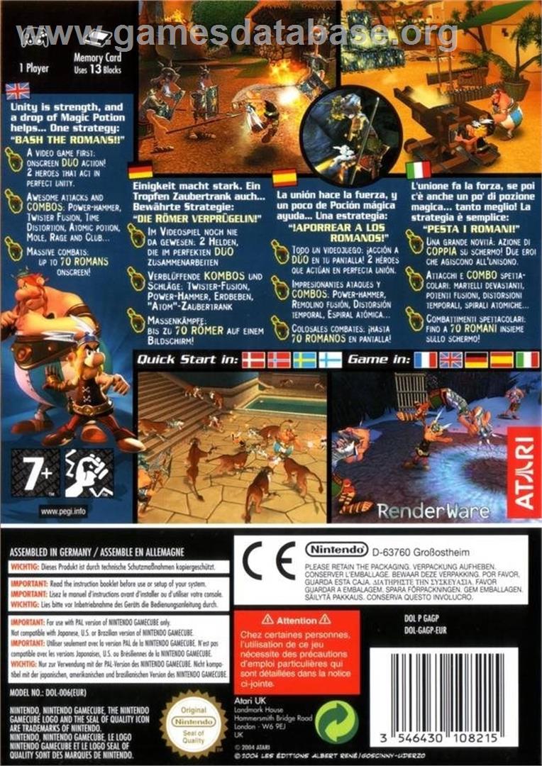 Astérix And Obélix XXL - Nintendo GameCube - Artwork - Box Back