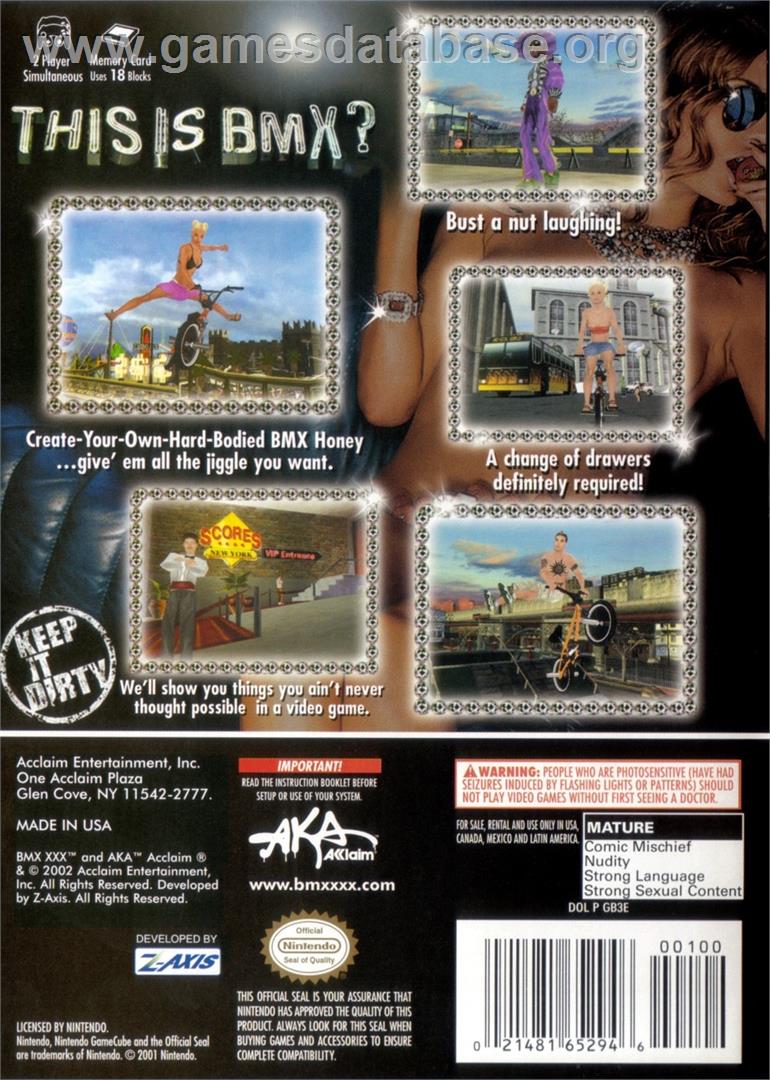 BMX XXX - Nintendo GameCube - Artwork - Box Back