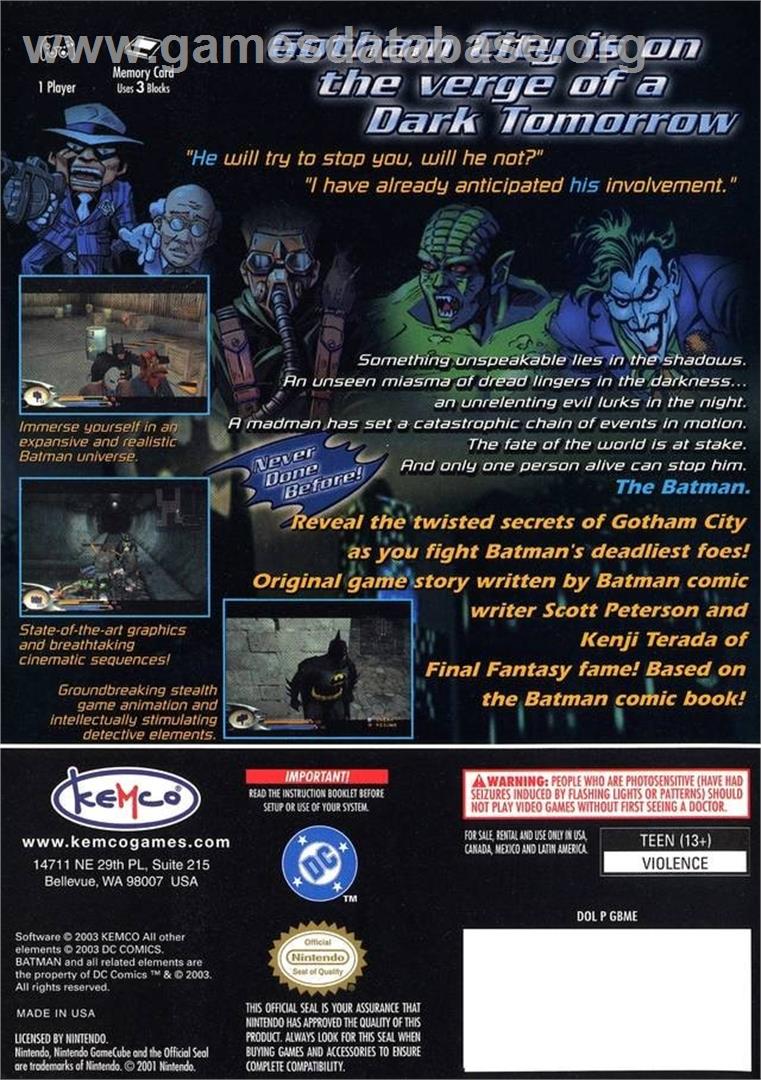 Batman - Dark Tomorrow - Nintendo GameCube - Artwork - Box Back
