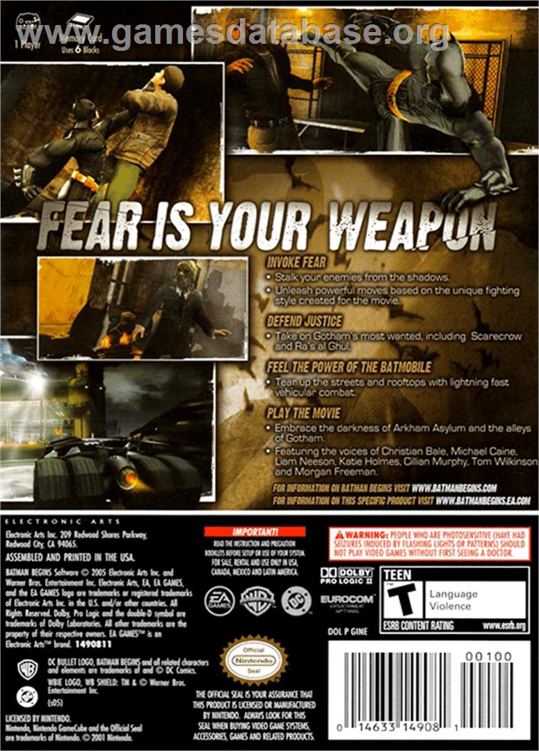 Batman Begins - Nintendo GameCube - Artwork - Box Back