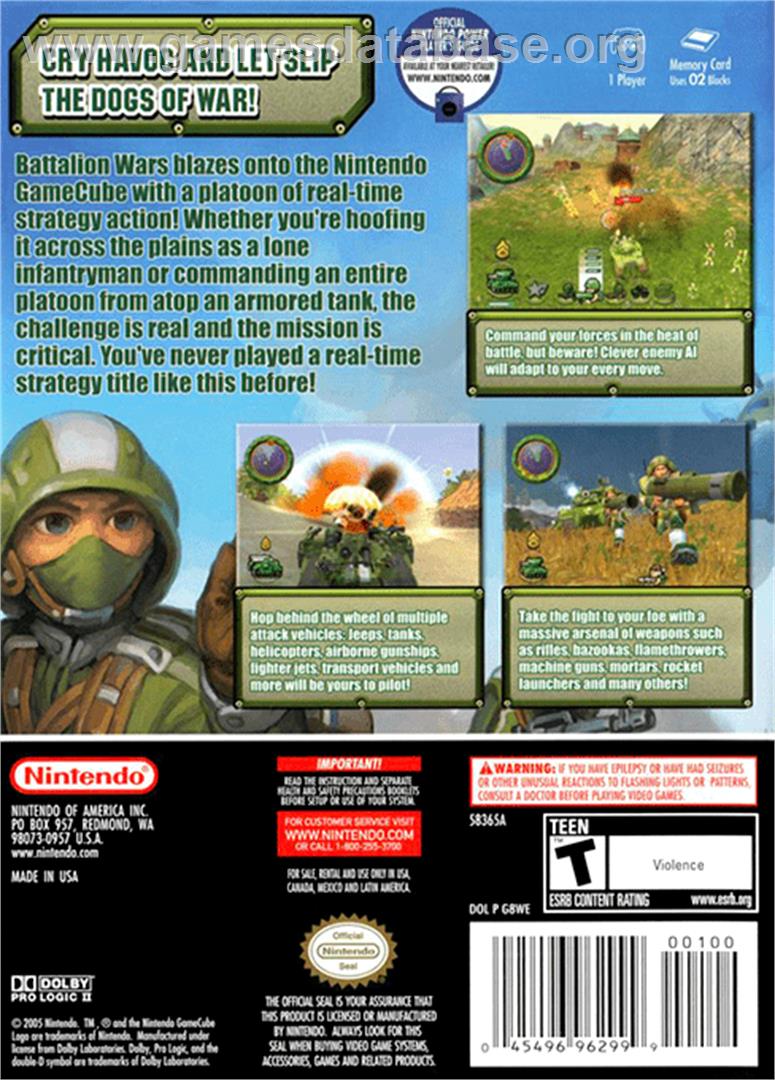 Battalion Wars - Nintendo GameCube - Artwork - Box Back