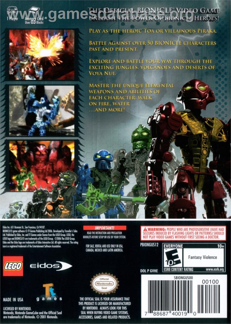 Bionicle Heroes - Nintendo GameCube - Artwork - Box Back