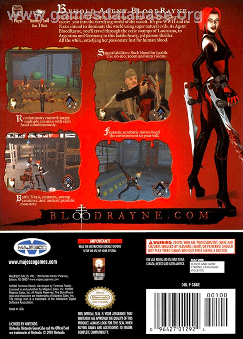 BloodRayne - Nintendo GameCube - Artwork - Box Back