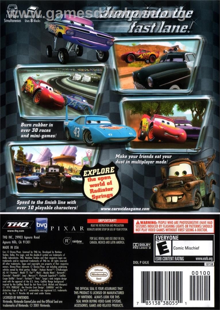 Cars - Nintendo GameCube - Artwork - Box Back