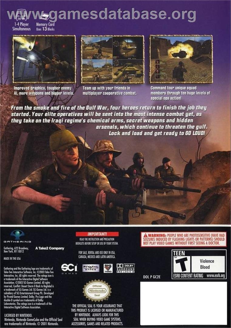 Conflict - Desert Storm 2 - Nintendo GameCube - Artwork - Box Back