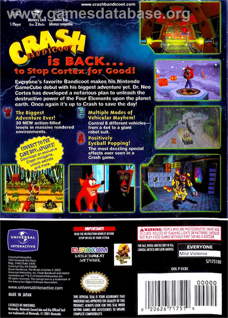Crash Bandicoot: The Wrath of Cortex - Nintendo GameCube - Artwork - Box Back