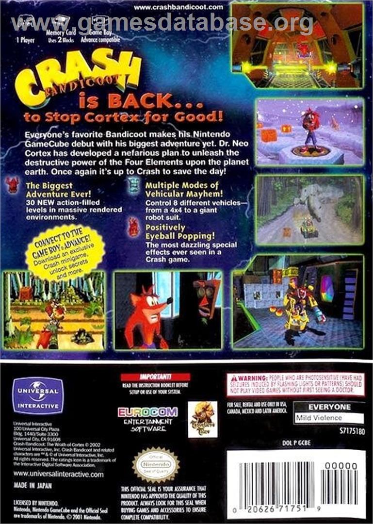 Crash Bandicoot - The Wrath Of Cortex - Nintendo GameCube - Artwork - Box Back