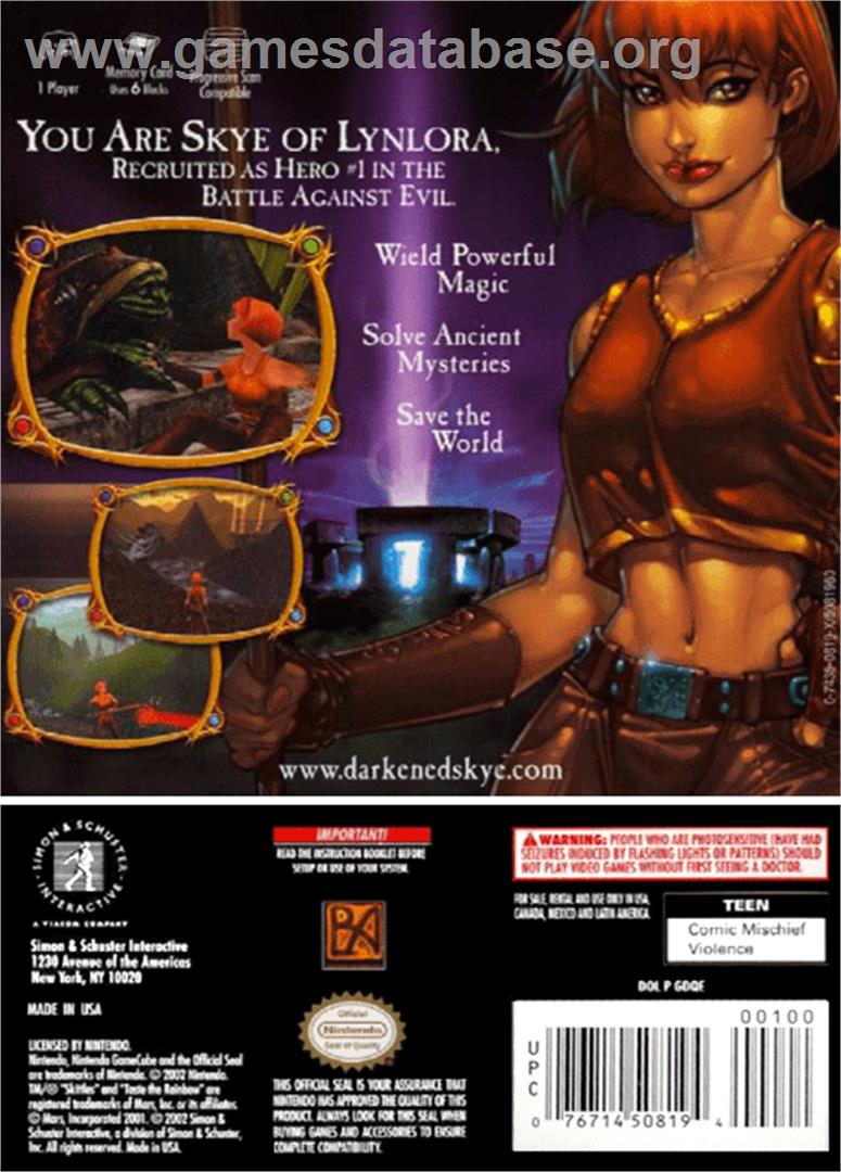 Darkened Skye - Nintendo GameCube - Artwork - Box Back