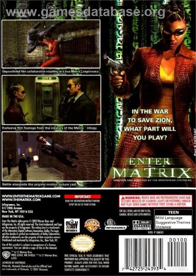 Enter The Matrix - Nintendo GameCube - Artwork - Box Back