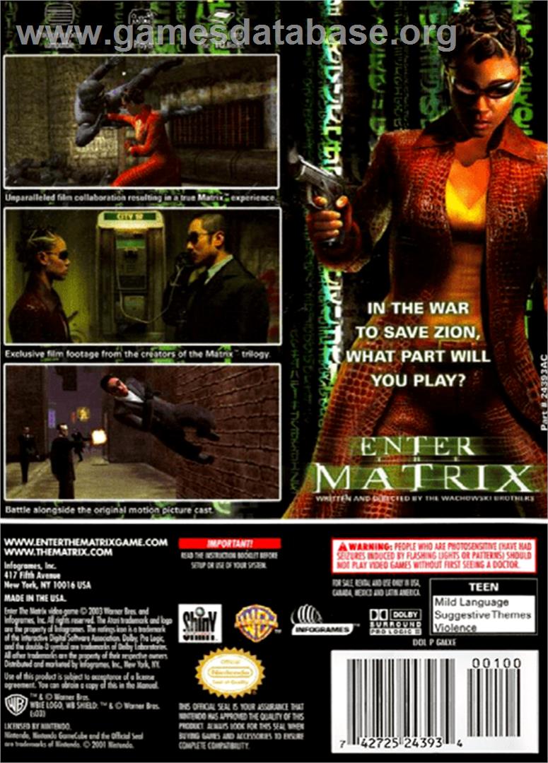 Enter the Matrix - Nintendo GameCube - Artwork - Box Back