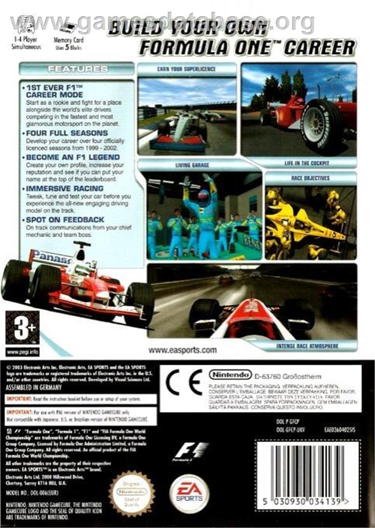 F1 Career Challenge - Nintendo GameCube - Artwork - Box Back