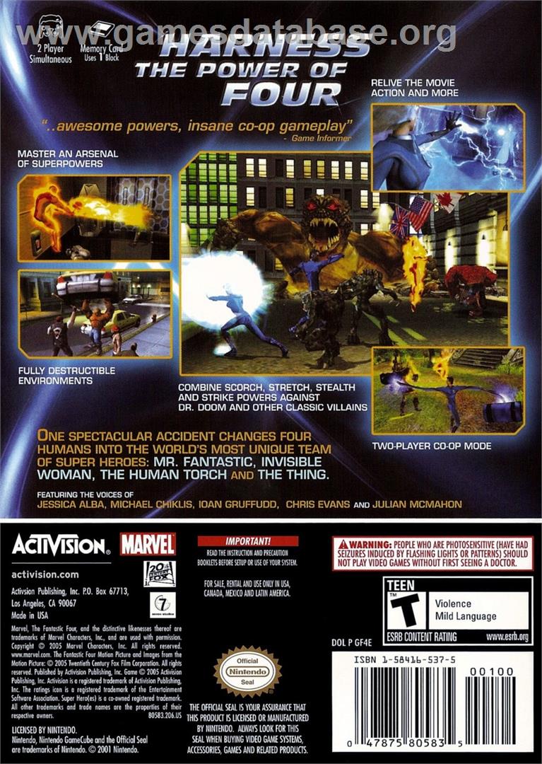Fantastic Four - Nintendo GameCube - Artwork - Box Back