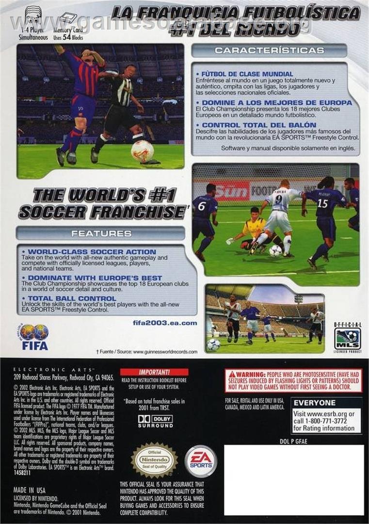Fifa Football 2003 - Nintendo GameCube - Artwork - Box Back