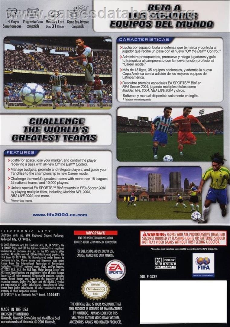 Fifa Football 2004 - Nintendo GameCube - Artwork - Box Back