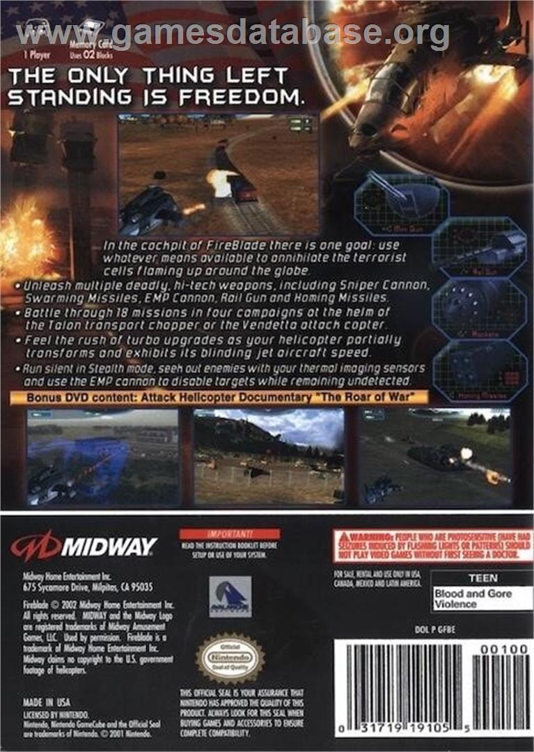 Fireblade - Nintendo GameCube - Artwork - Box Back