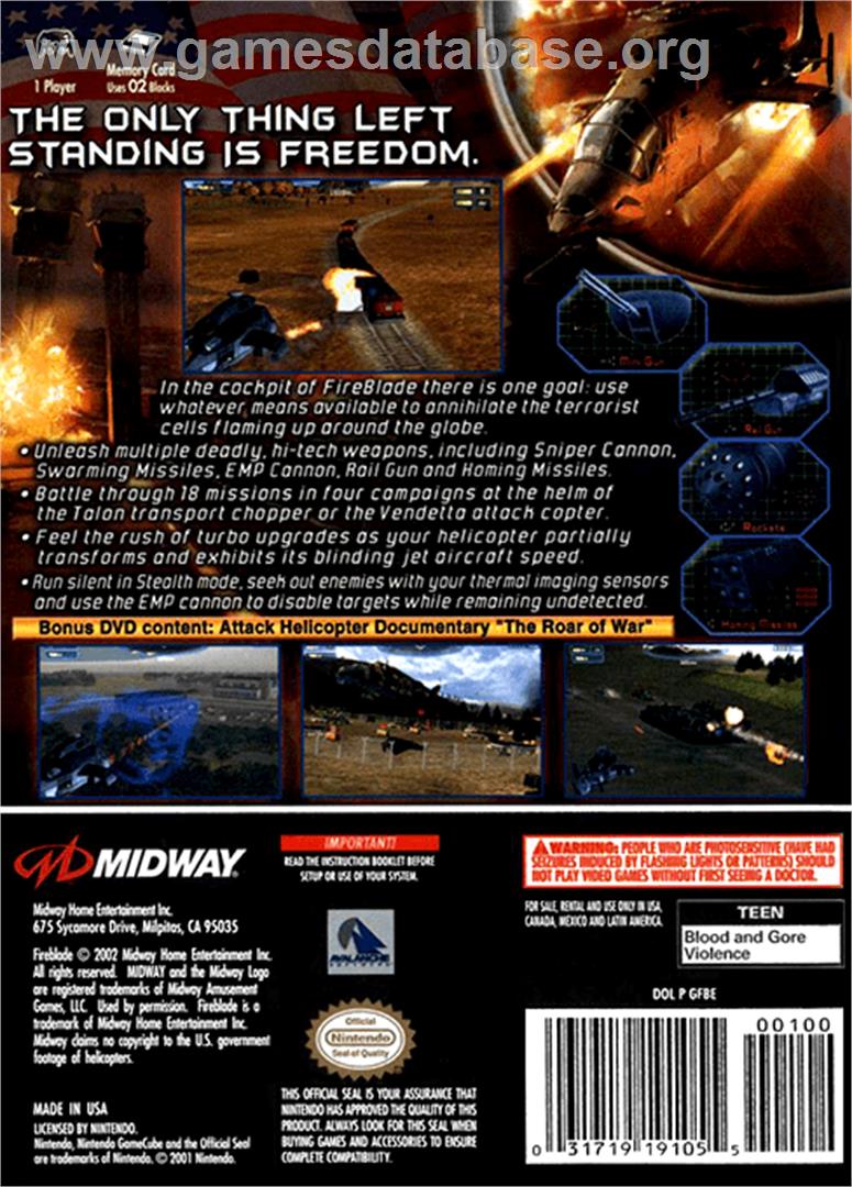 Fireblade - Nintendo GameCube - Artwork - Box Back