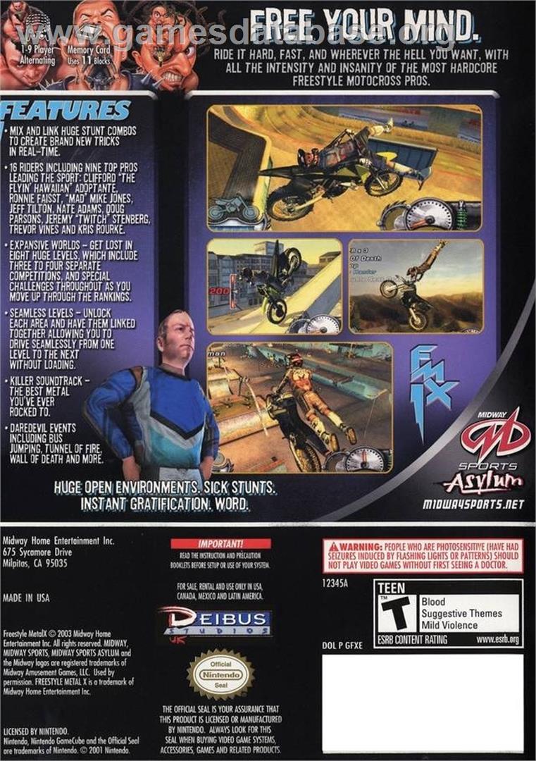 Freestyle Metal X - Nintendo GameCube - Artwork - Box Back