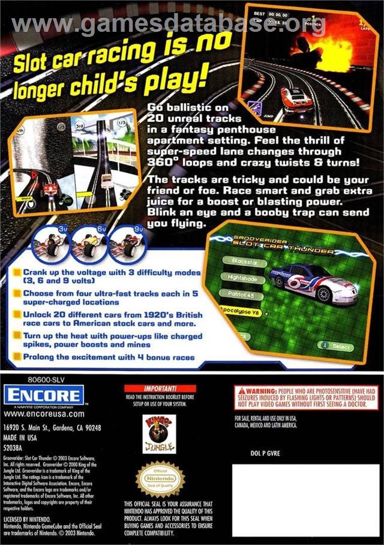 Grooverider - Slot Car Thunder - Nintendo GameCube - Artwork - Box Back