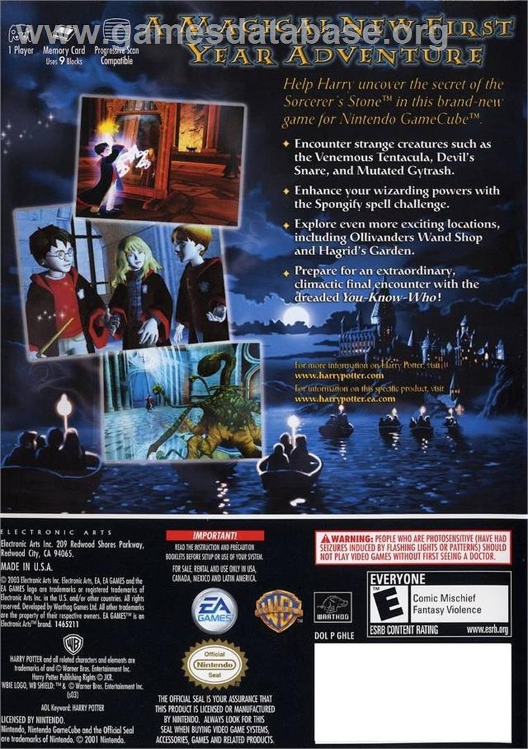 Harry Potter And The Sorcerer's Stone - Nintendo GameCube - Artwork - Box Back