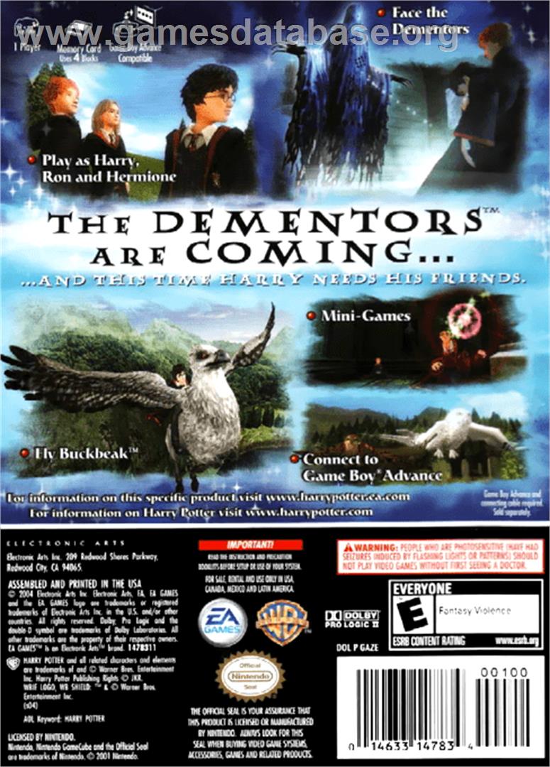 Harry Potter and the Prisoner of Azkaban - Nintendo GameCube - Artwork - Box Back