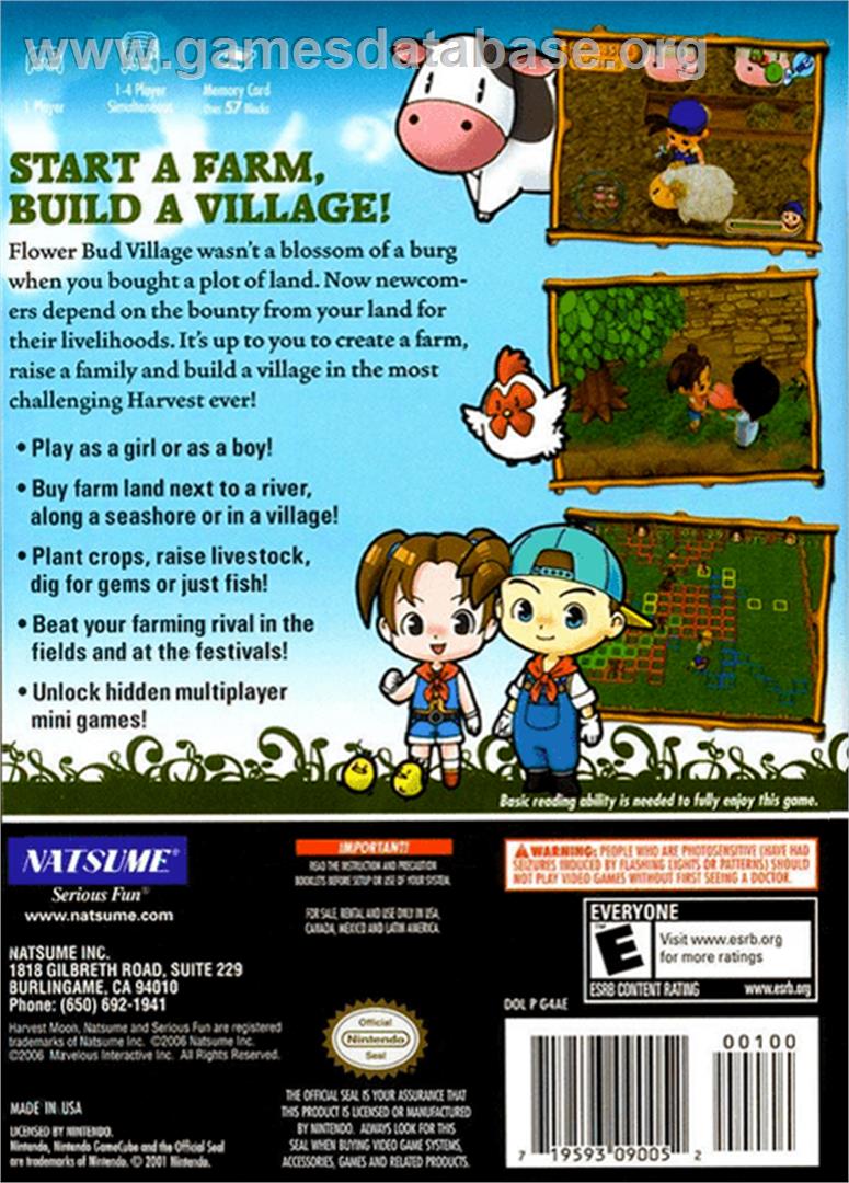 Harvest Moon: Magical Melody - Nintendo GameCube - Artwork - Box Back