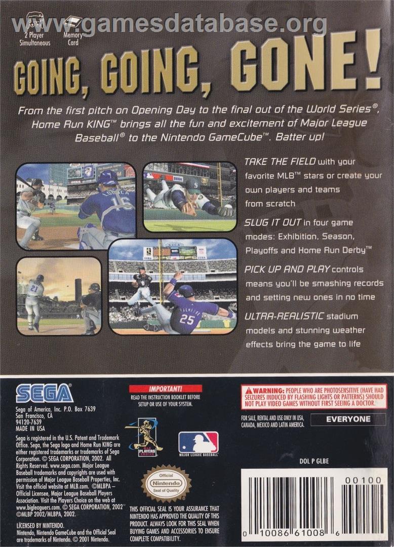 Home Run King - Nintendo GameCube - Artwork - Box Back