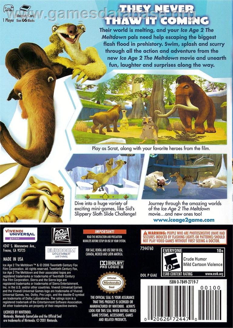 Ice Age 2 - The Meltdown - Nintendo GameCube - Artwork - Box Back