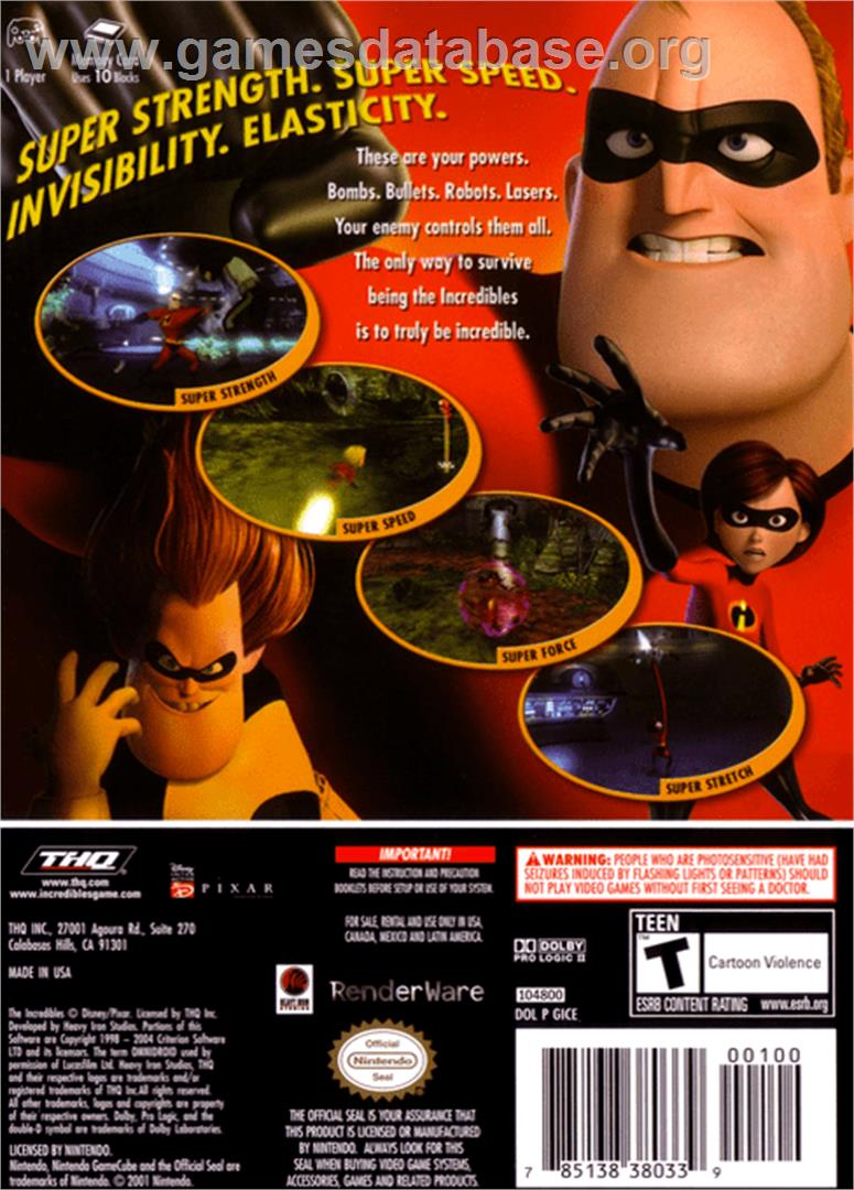 Incredibles - Nintendo GameCube - Artwork - Box Back