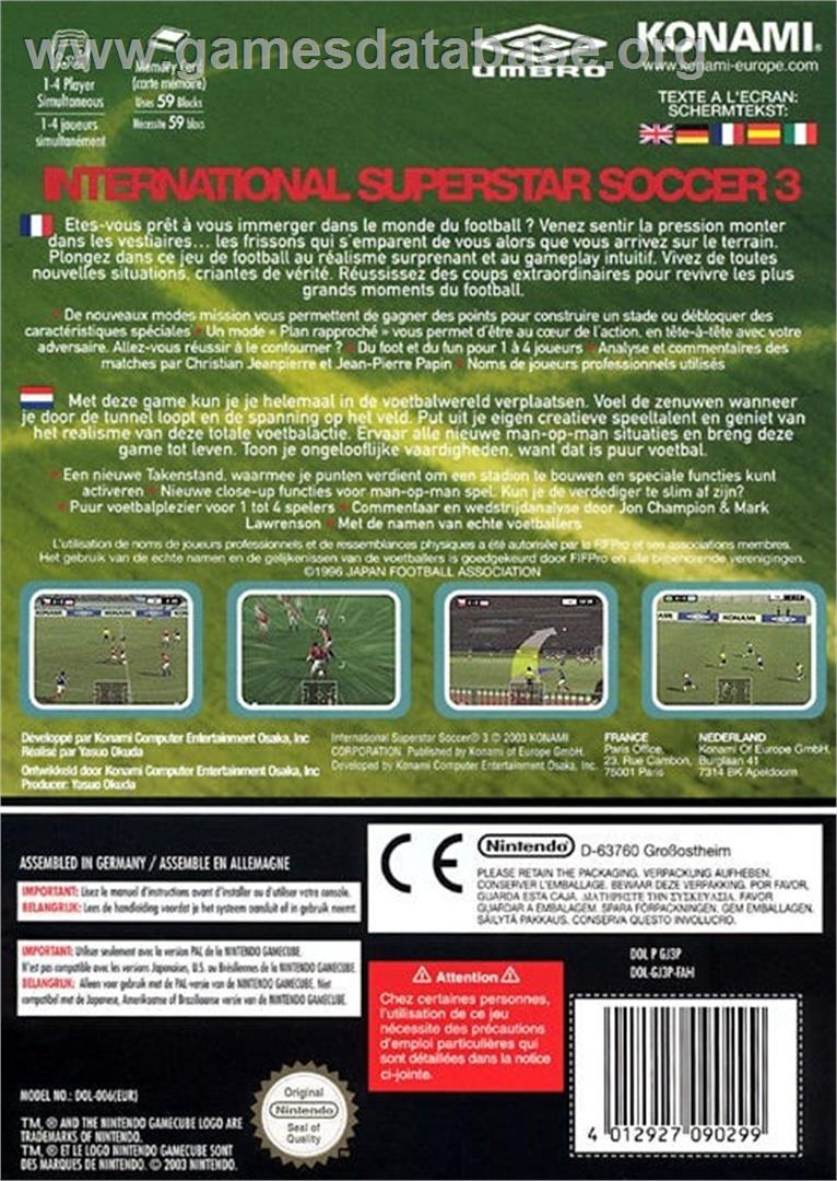 International Superstar Soccer 3 - Nintendo GameCube - Artwork - Box Back