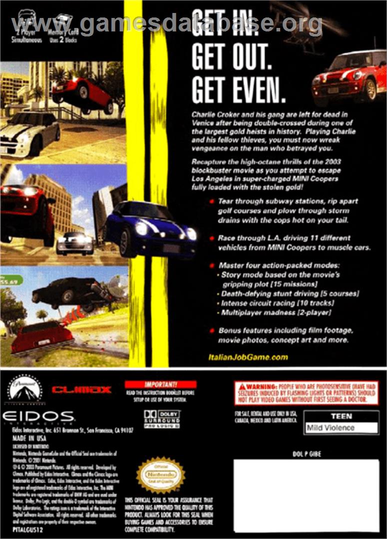 Italian Job - Nintendo GameCube - Artwork - Box Back
