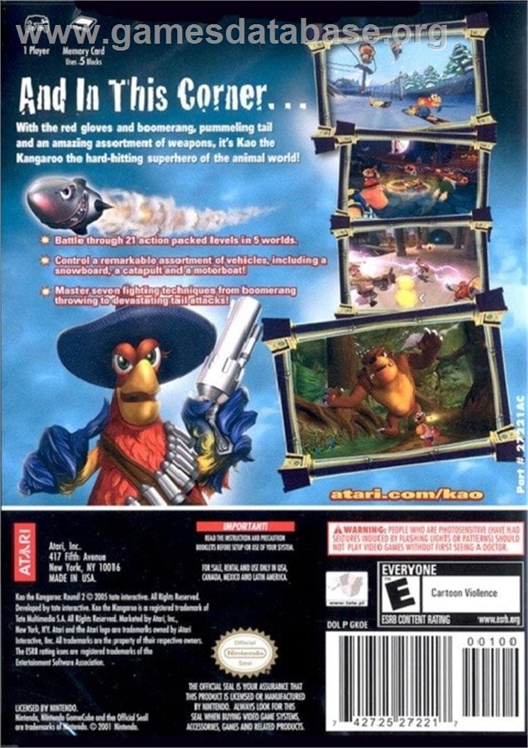 Kao The Kangaroo - Round 2 - Nintendo GameCube - Artwork - Box Back