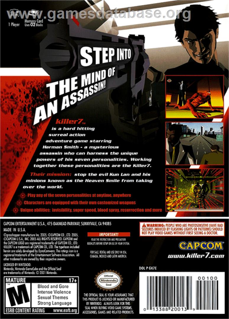 Killer7 - Nintendo GameCube - Artwork - Box Back