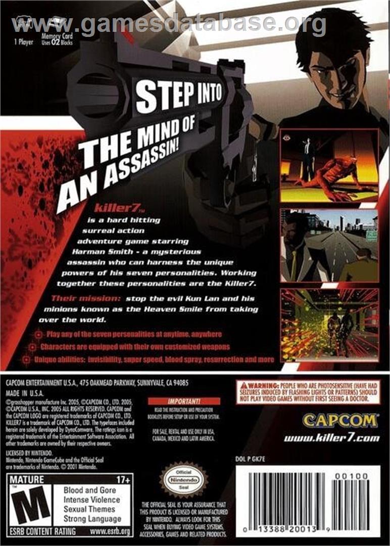Killer 7 - Nintendo GameCube - Artwork - Box Back