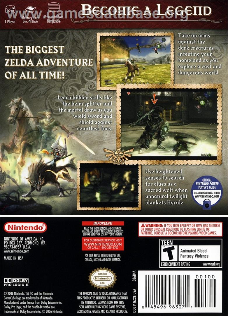 Legend Of Zelda - Twilight Princess, The - Nintendo GameCube - Artwork - Box Back
