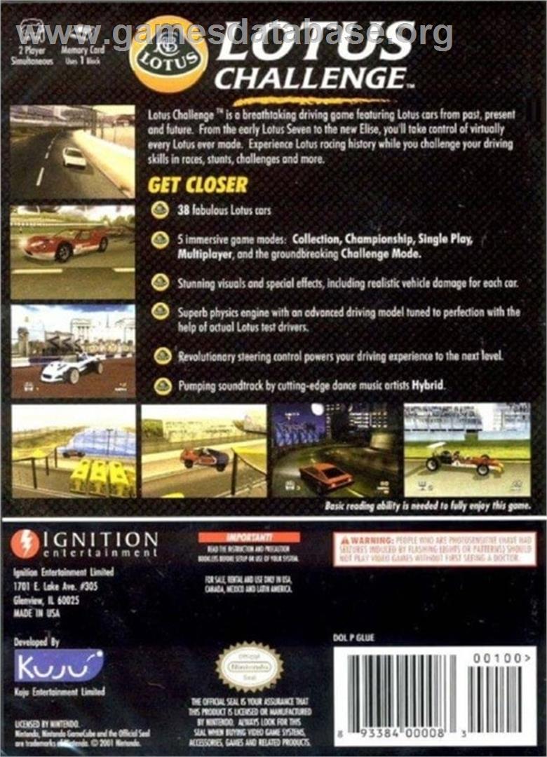 Lotus Challenge - Nintendo GameCube - Artwork - Box Back