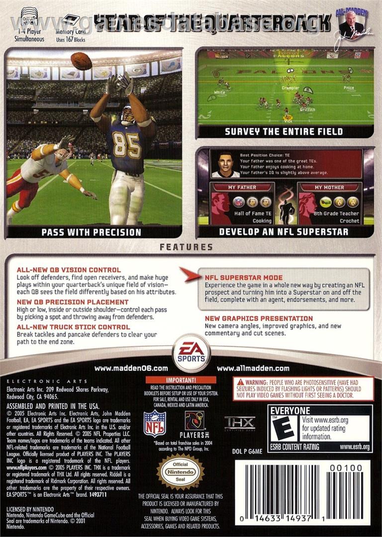 Madden Nfl 06 - Nintendo GameCube - Artwork - Box Back