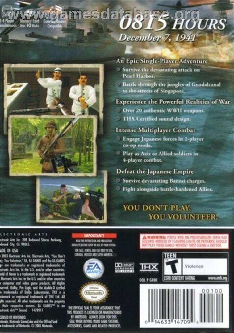 Medal Of Honor - Rising Sun - Nintendo GameCube - Artwork - Box Back