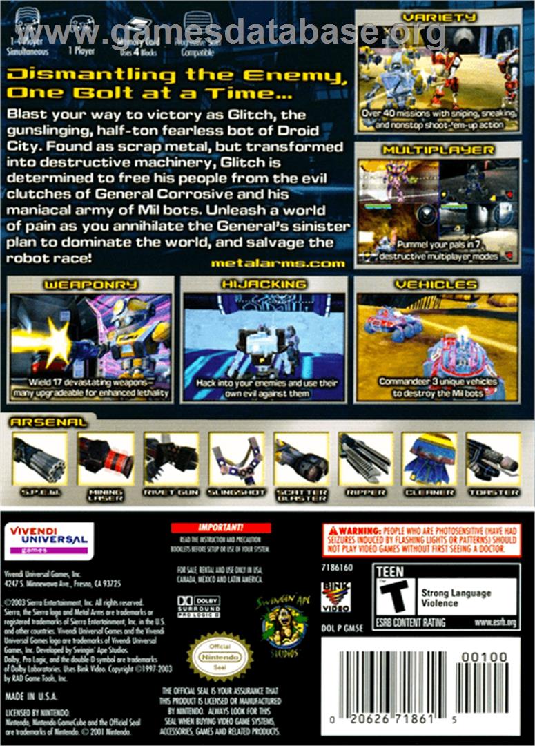 Metal Arms: Glitch in the System - Nintendo GameCube - Artwork - Box Back