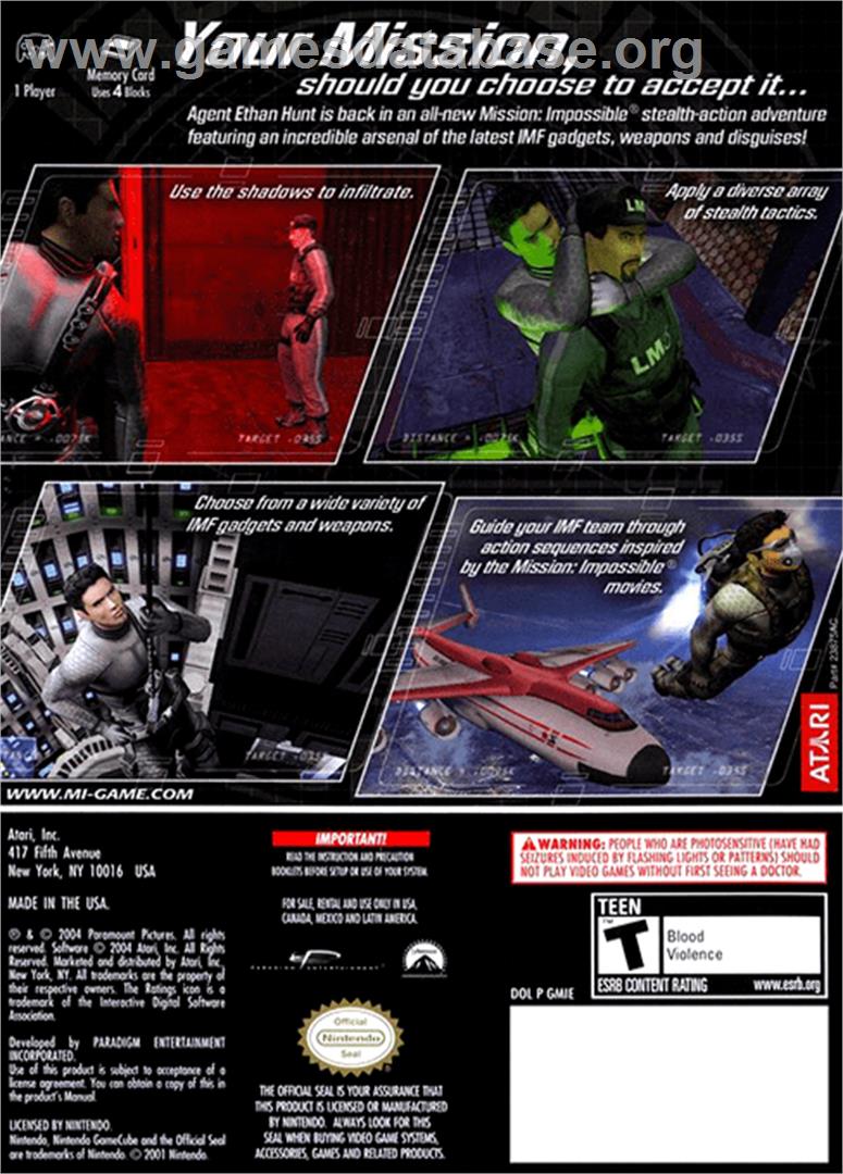 Mission Impossible: Operation Surma - Nintendo GameCube - Artwork - Box Back