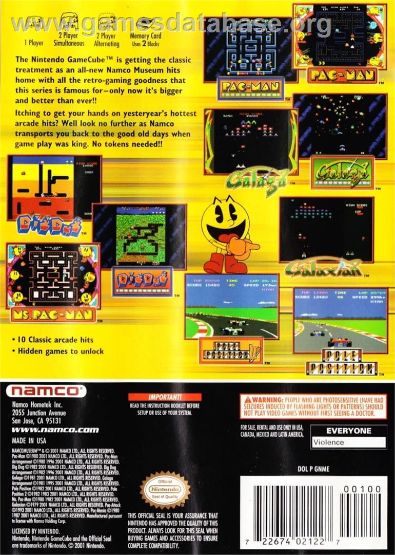 Namco Museum - Nintendo GameCube - Artwork - Box Back