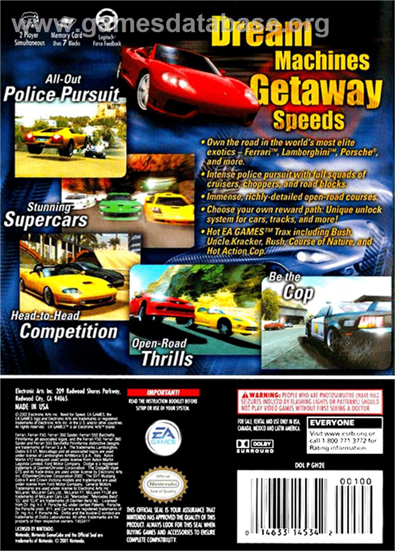 Need for Speed: Hot Pursuit 2 - Nintendo GameCube - Artwork - Box Back