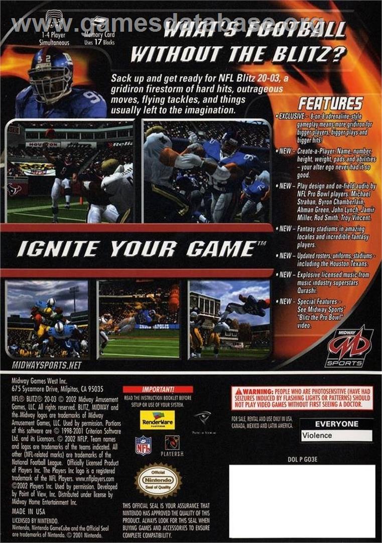 Nfl Blitz 2003 - Nintendo GameCube - Artwork - Box Back