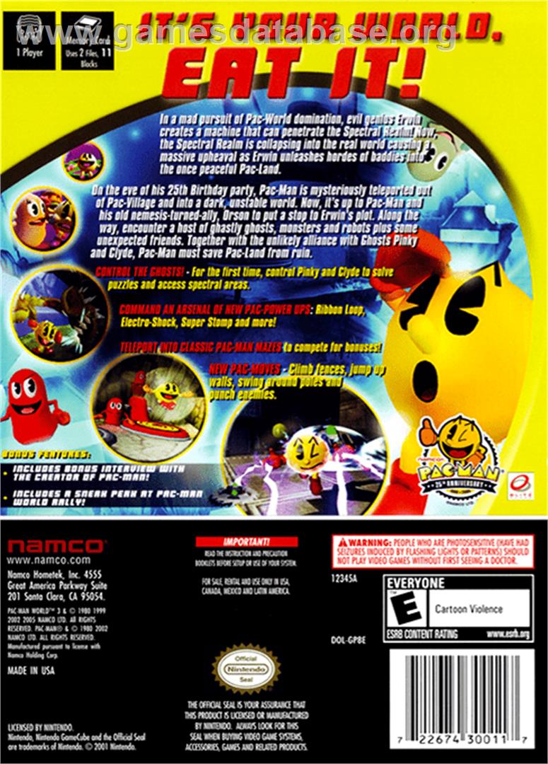 Pac-Man World 3 - Nintendo GameCube - Artwork - Box Back