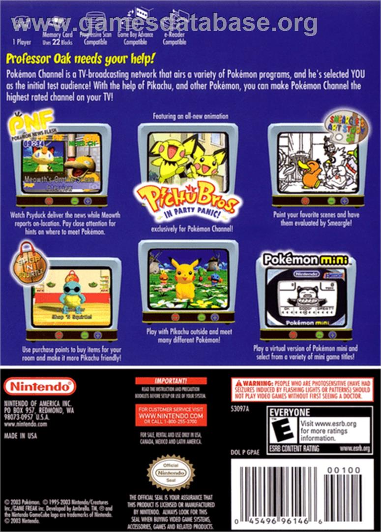 Pokemon Channel - Nintendo GameCube - Artwork - Box Back