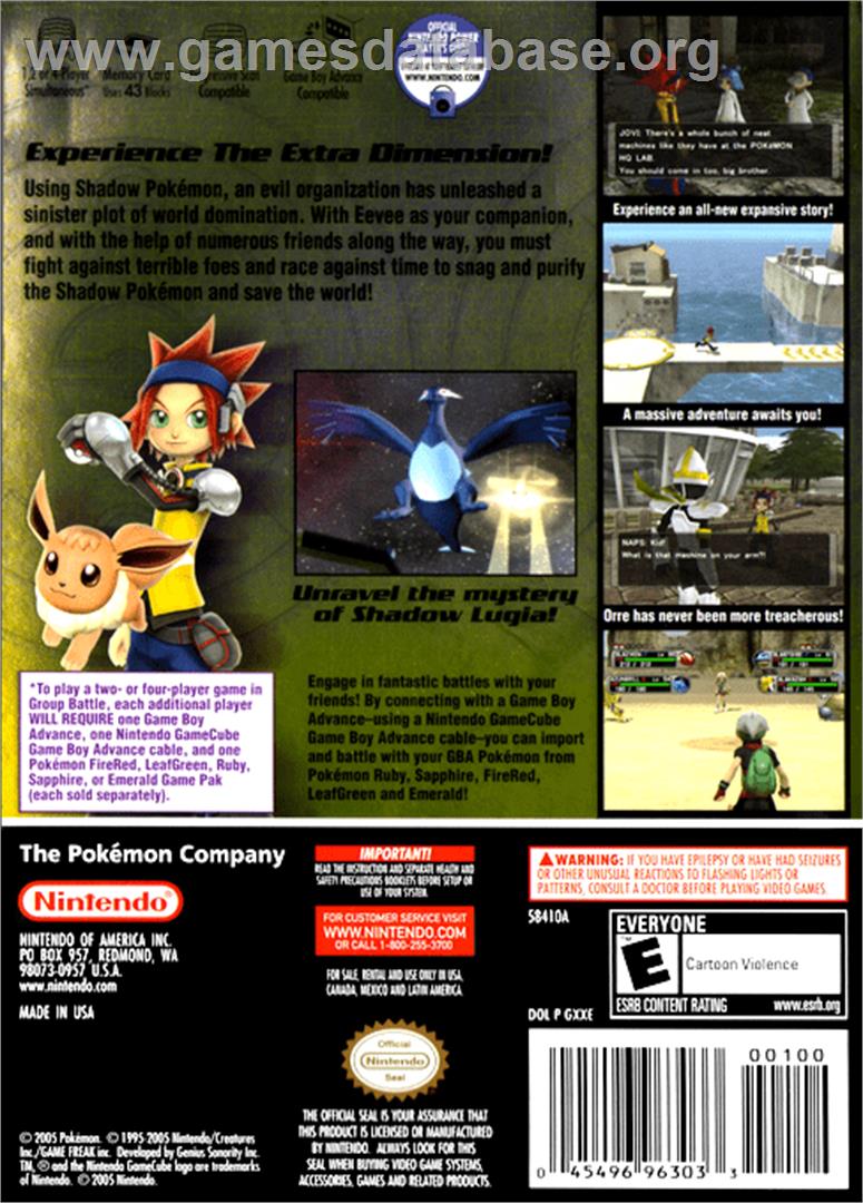 Pokemon XD: Gale of Darkness - Nintendo GameCube - Artwork - Box Back