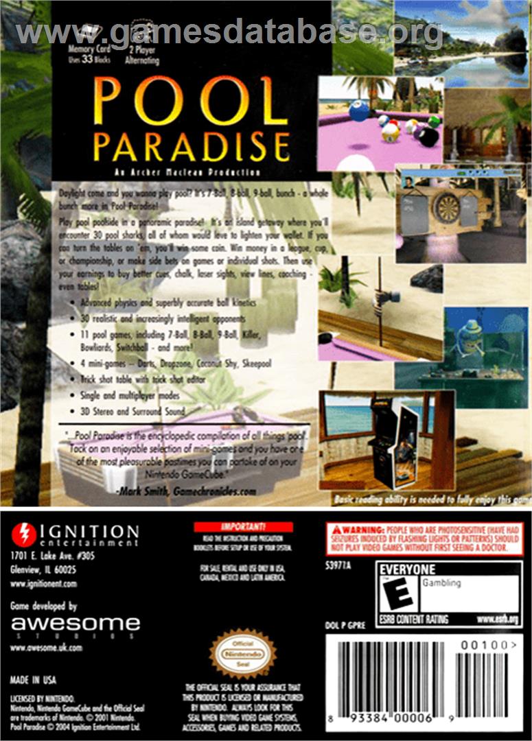Pool Paradise - Nintendo GameCube - Artwork - Box Back