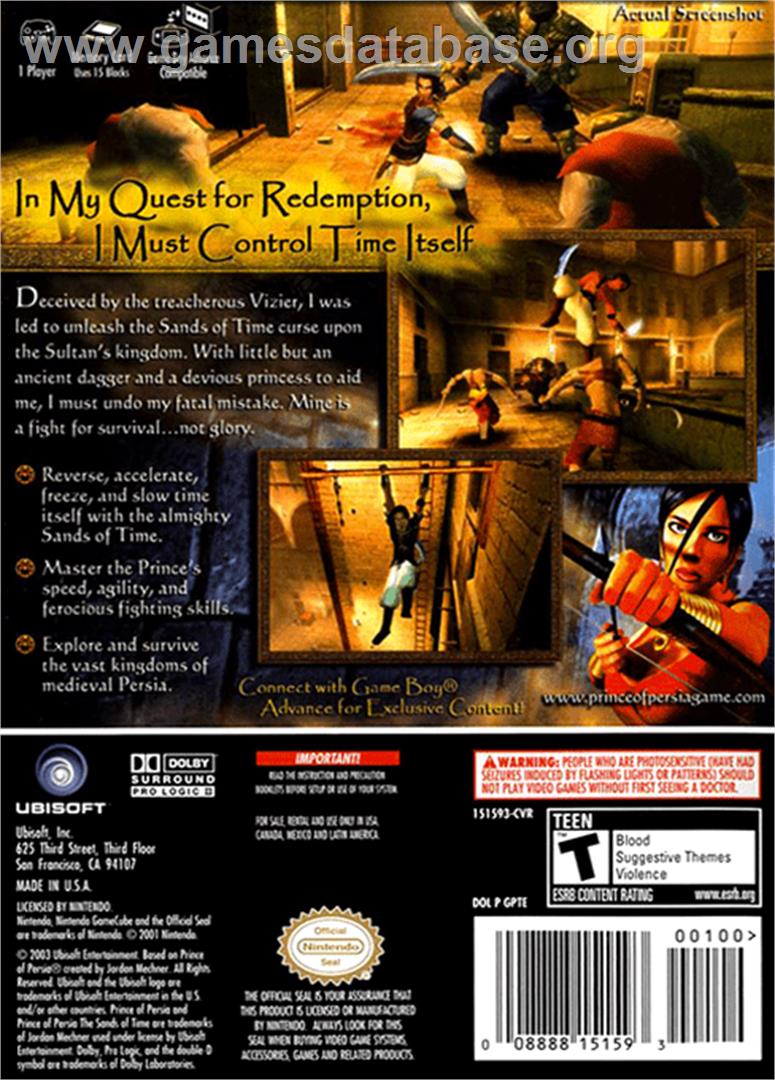 Prince of Persia: The Sands of Time - Nintendo GameCube - Artwork - Box Back