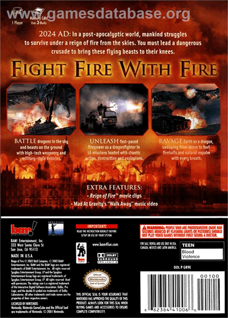 Reign of Fire - Nintendo GameCube - Artwork - Box Back