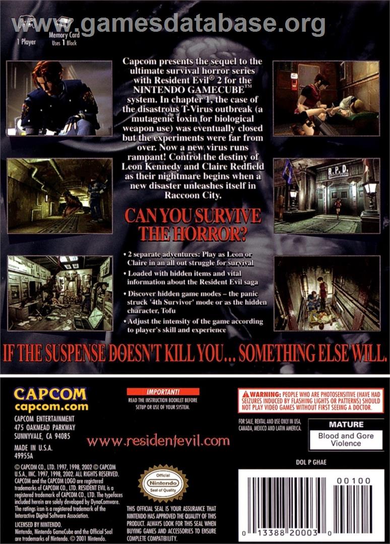 Resident Evil 2 - Nintendo GameCube - Artwork - Box Back
